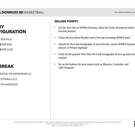 WNBA #2114 - PYT 2025 Donruss WNBA Hobby X 2 Boxes