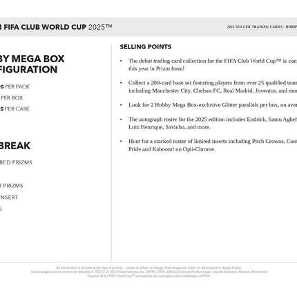 Soccer #749 - PYC 2025 Prizm Club World Cup Mega Case X 20 Boxes