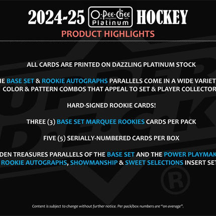 NHL #573 - PYT 2024-25 OPC Platinum x 4 Boxes!